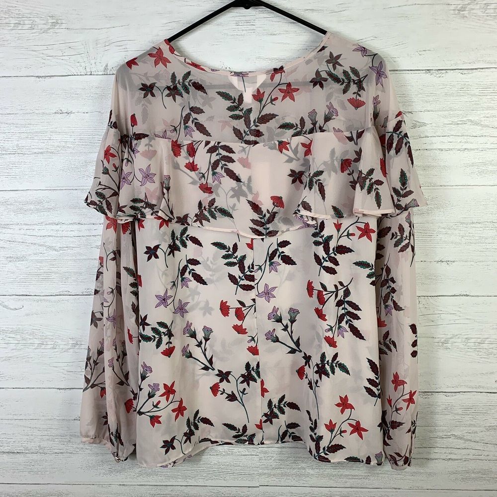 LC Lauren Conrad Blouse Sheer Floral L